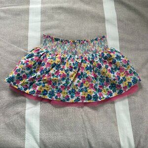 Like New OshKosh B'Gosh Floral Pull On Skirt with Smocked Waistband Sz 2T